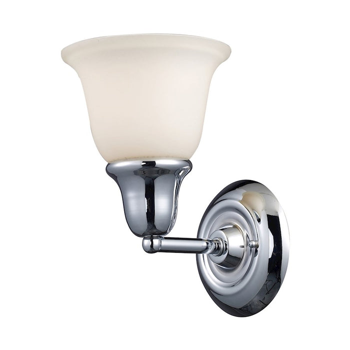 ELK Lighting Berwick 1-Light Vanity Lamp, Polished Chrome/White Glass - 67010-1