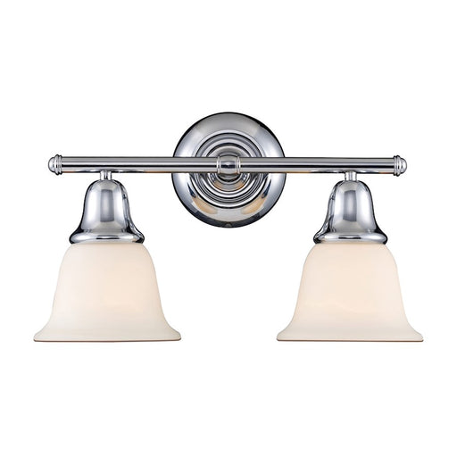 ELK Lighting Berwick 2-Light Vanity Lamp, Polished Chrome/White Glass - 67011-2