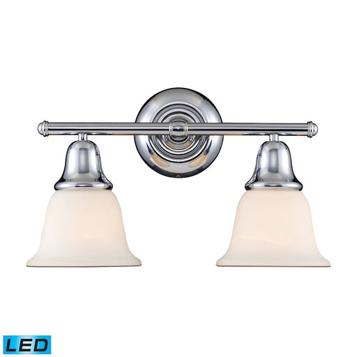 ELK Lighting Berwick 2-Light Vanity Lamp, Chrome/White Glass, LED - 67011-2-LED
