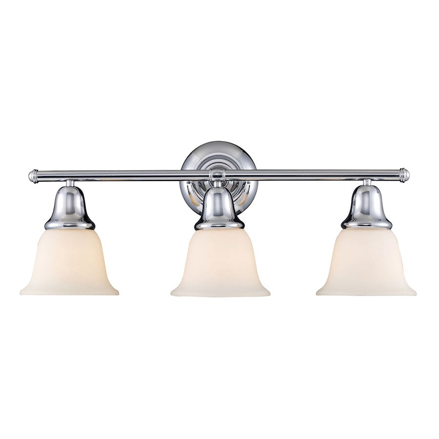 ELK Lighting Berwick 3-Light Vanity Lamp, Polished Chrome/White Glass - 67012-3