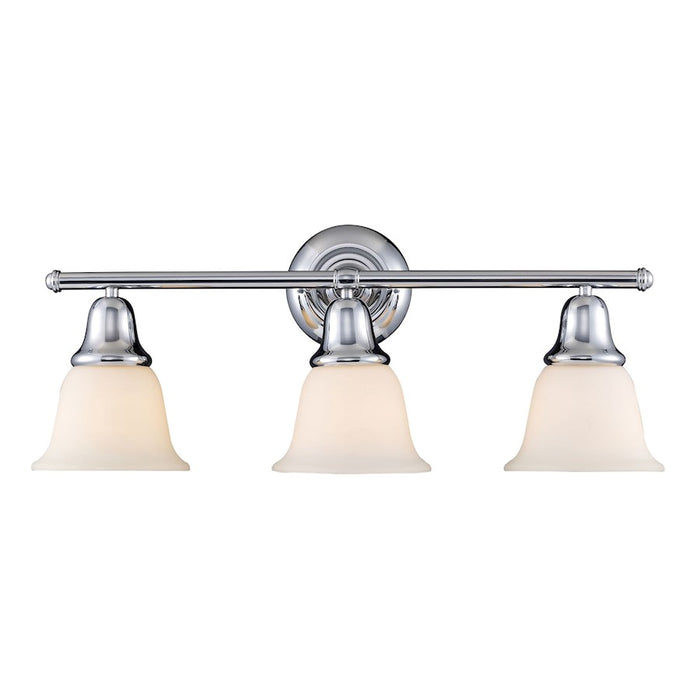ELK Lighting Berwick 3-Light Vanity Lamp, Polished Chrome/White Glass - 67012-3
