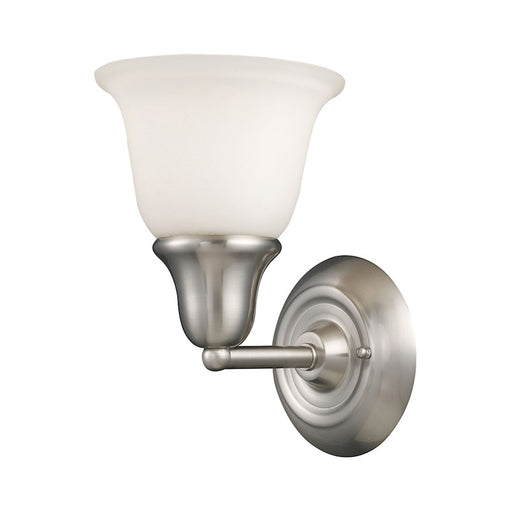 ELK Lighting Berwick 1-Light Vanity Lamp, Brushed Nickel/White Glass - 67020-1