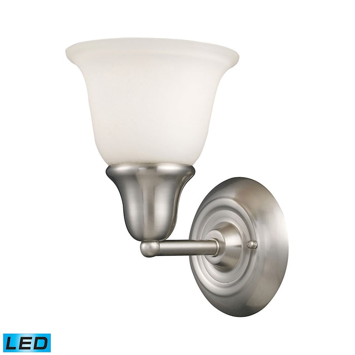 ELK Lighting Berwick 1-Light Vanity Lamp, Nickel/White Glass, LED - 67020-1-LED