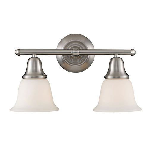 ELK Lighting Berwick 2-Light Vanity Lamp, Brushed Nickel/White Glass - 67021-2