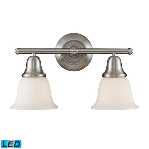 ELK Lighting Berwick 2-Light Vanity Lamp, Nickel/White Glass, LED - 67021-2-LED