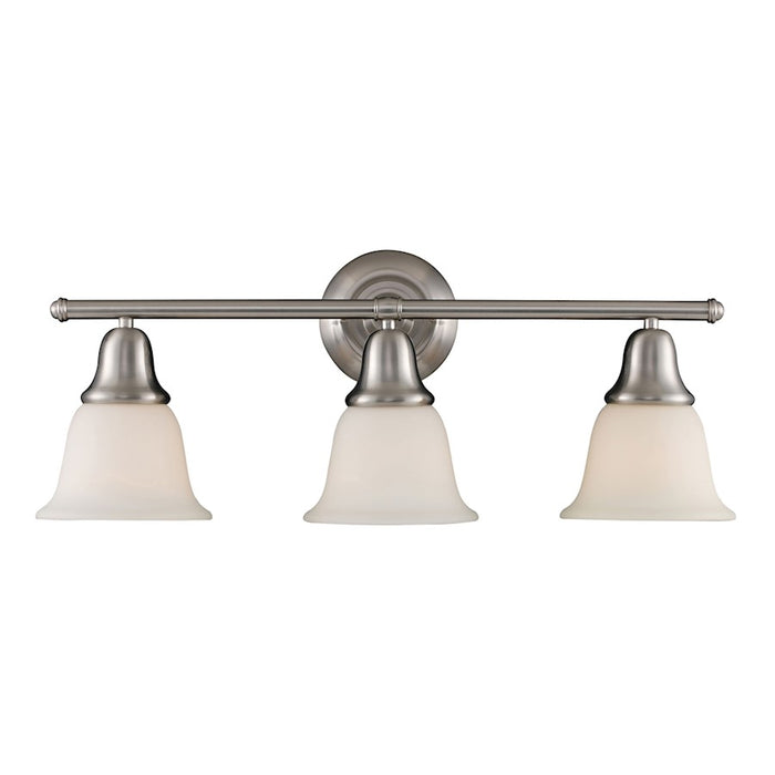 ELK Lighting Berwick 3-Light Vanity Lamp, Brushed Nickel/White Glass - 67022-3