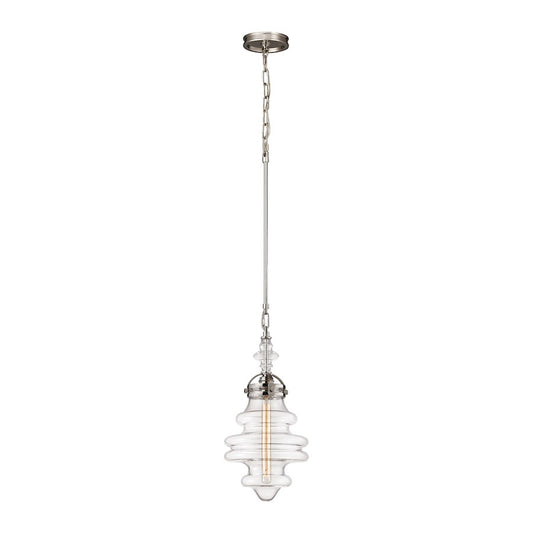 ELK Lighting Gramercy 1-Light 10" Mini Pendant, Nickel/Clear - 67117-1