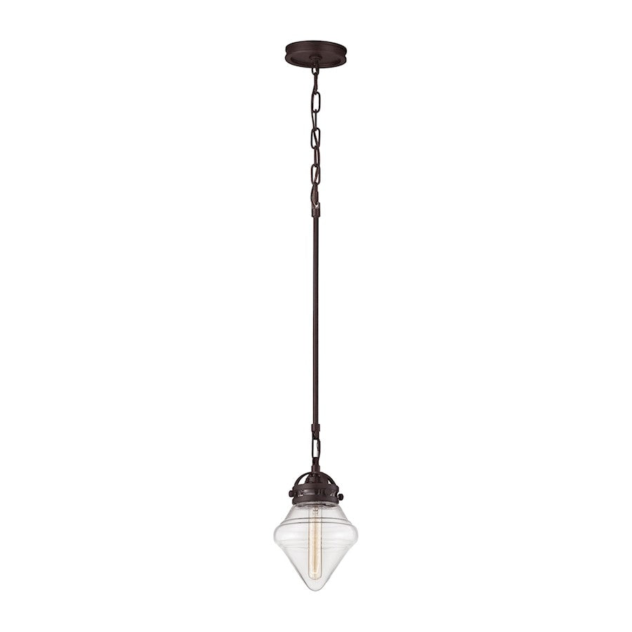 ELK Lighting Gramercy 1-Light 7" Mini Pendant, Bronze/Clear - 67125-1