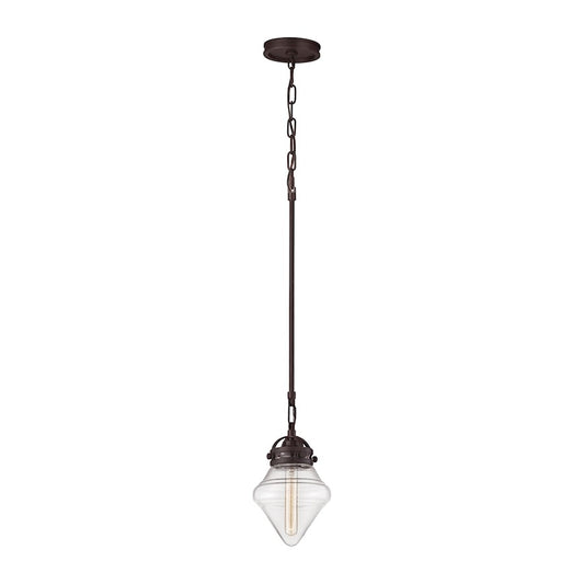 ELK Lighting Gramercy 1-Light 7" Mini Pendant, Bronze/Clear - 67125-1