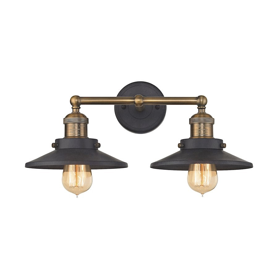 ELK Lighting English Pub 2-Light Vanity Lamp, Brass & Graphite/Metal - 67181-2