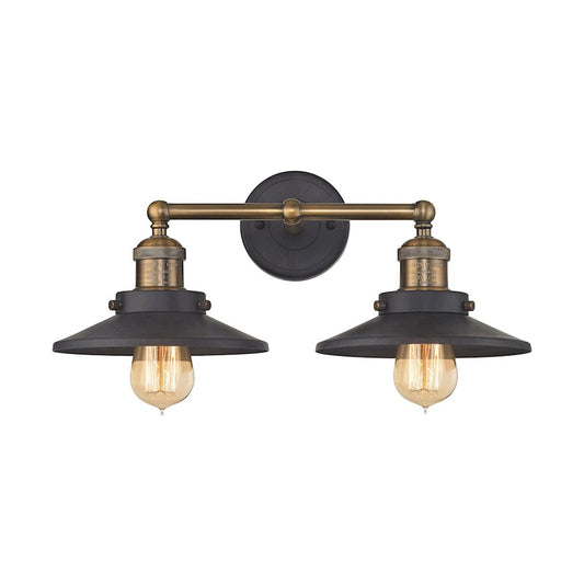 ELK Lighting English Pub 2-Light Vanity Lamp, Brass & Graphite/Metal - 67181-2