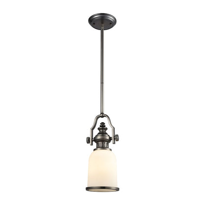 ELK Lighting Chadwick 1-Light Mini Pendant, Black Nickel/White Glass - 67201-1