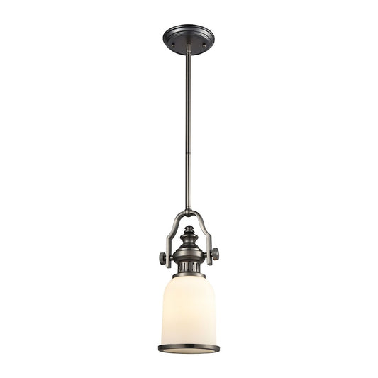 ELK Lighting Chadwick 1-Light Mini Pendant, Black Nickel/White Glass - 67201-1