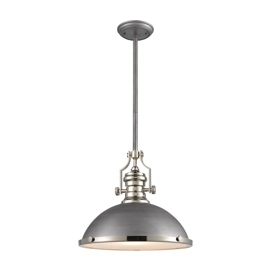 ELK Lighting Chadwick 1-Light 17" Pendant, Zinc/Metal & Frosted - 67236-1