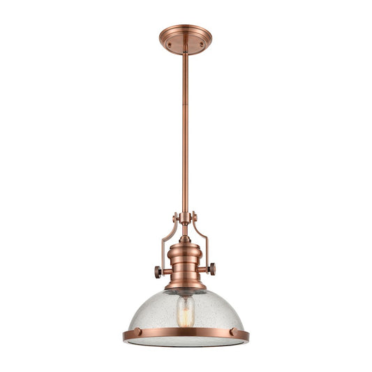 ELK Lighting Chadwick 1-Light Pendant, Copper/Seedy Glass - 67743-1