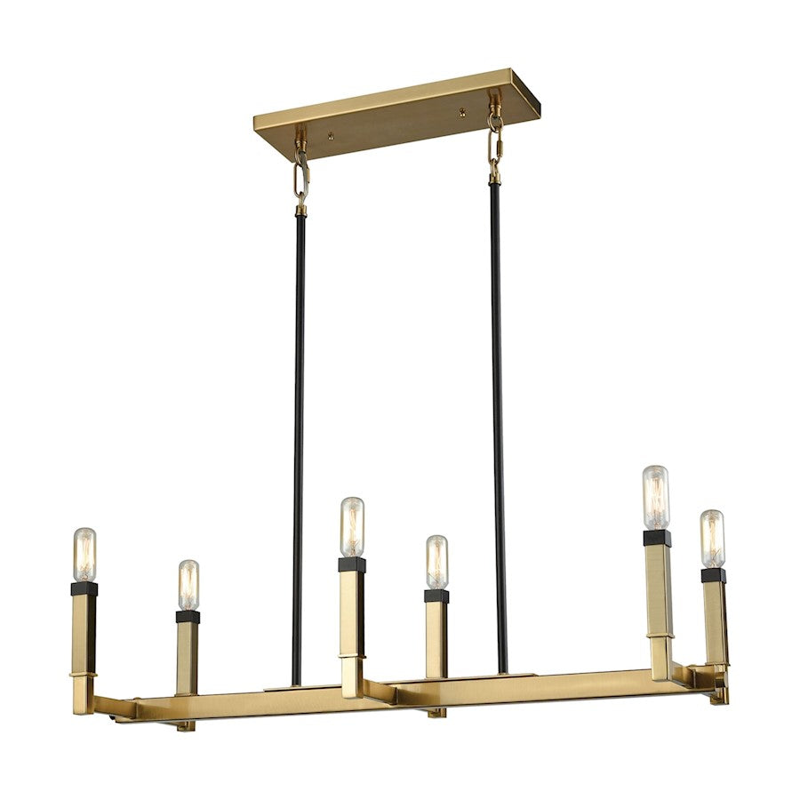 ELK Lighting Mandeville 6-Light 11" Chandelier, Bronze and Satin Brass - 67755-6