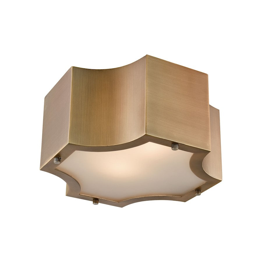 ELK Lighting Gordon 2-Light Flush, Classic Brass/Frosted Glass - 68130-2