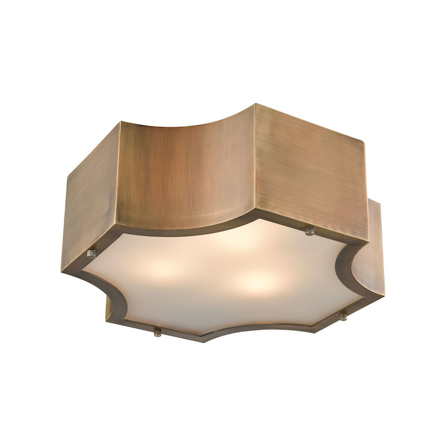 ELK Lighting Gordon 3-Light Flush, Classic Brass/Frosted Glass - 68131-3