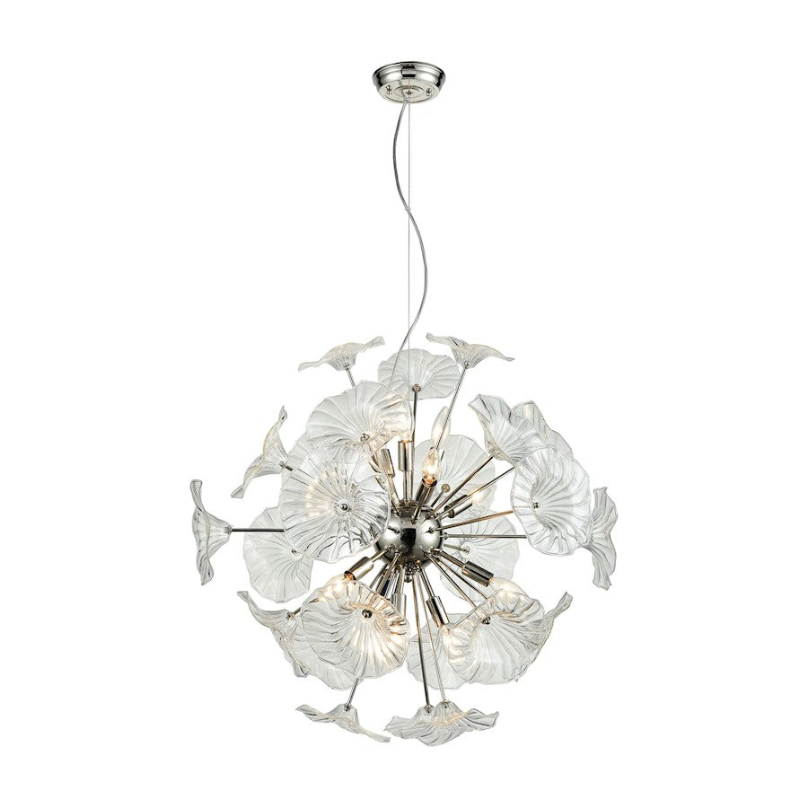 ELK Lighting Vershire 12-Light Chandelier, Nickel/Clear - 68145-12