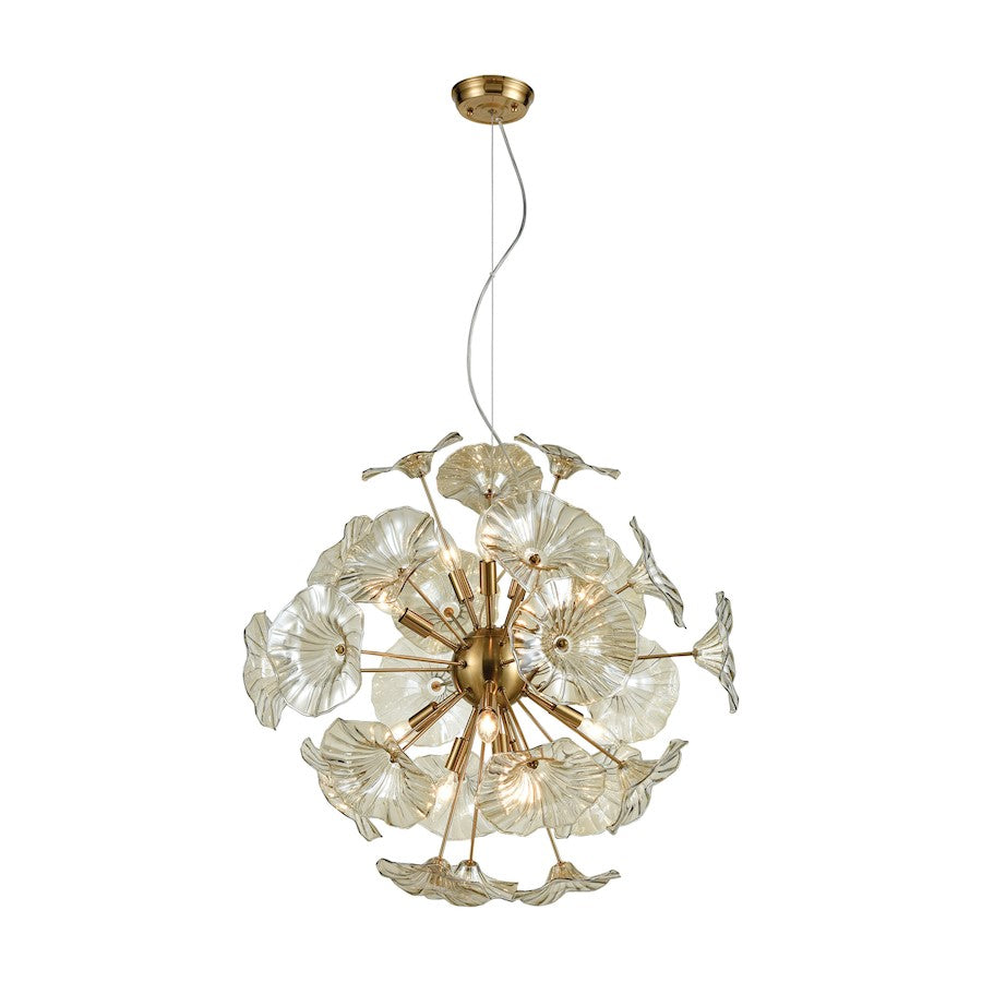 ELK Lighting Vershire 12-Light Chandelier, Satin Brass/Clear Glass - 68146-12