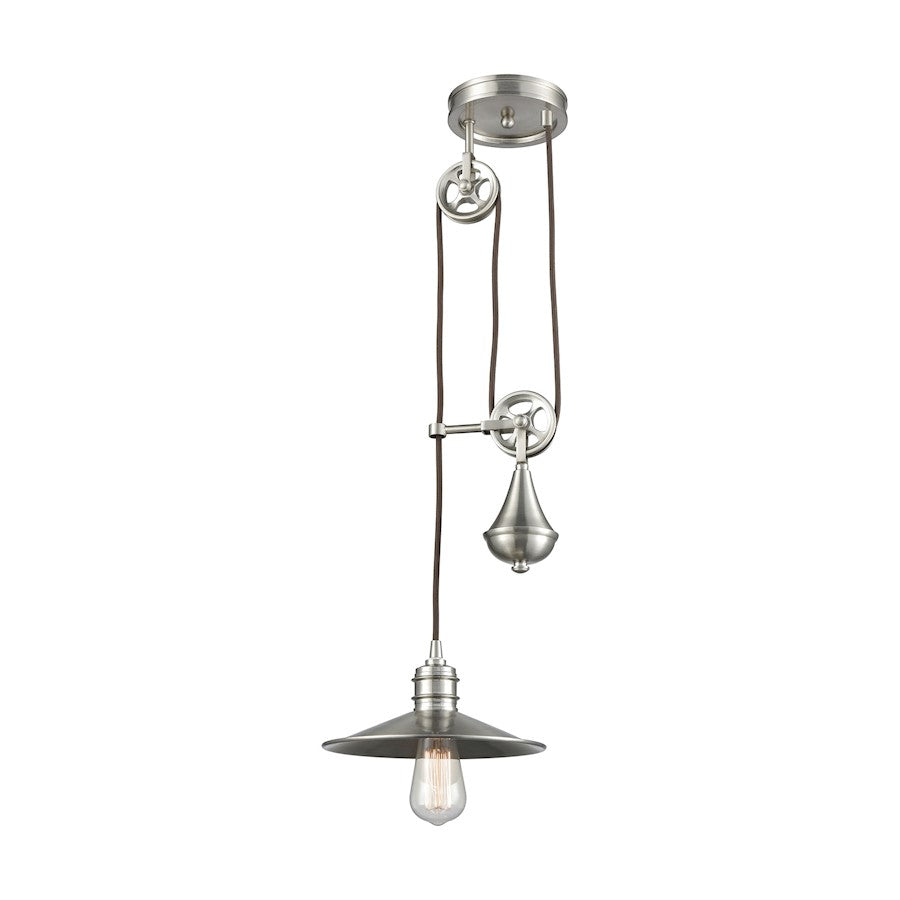 ELK Lighting Spindle Wheel 1-Light Adjustable Pendant, Satin Nickel - 69073-1