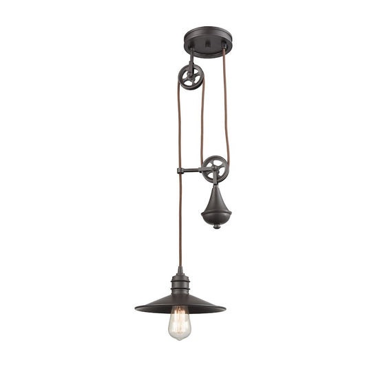 ELK Lighting Spindle Wheel 1-Light Adjustable Pendant, Bronze - 69083-1