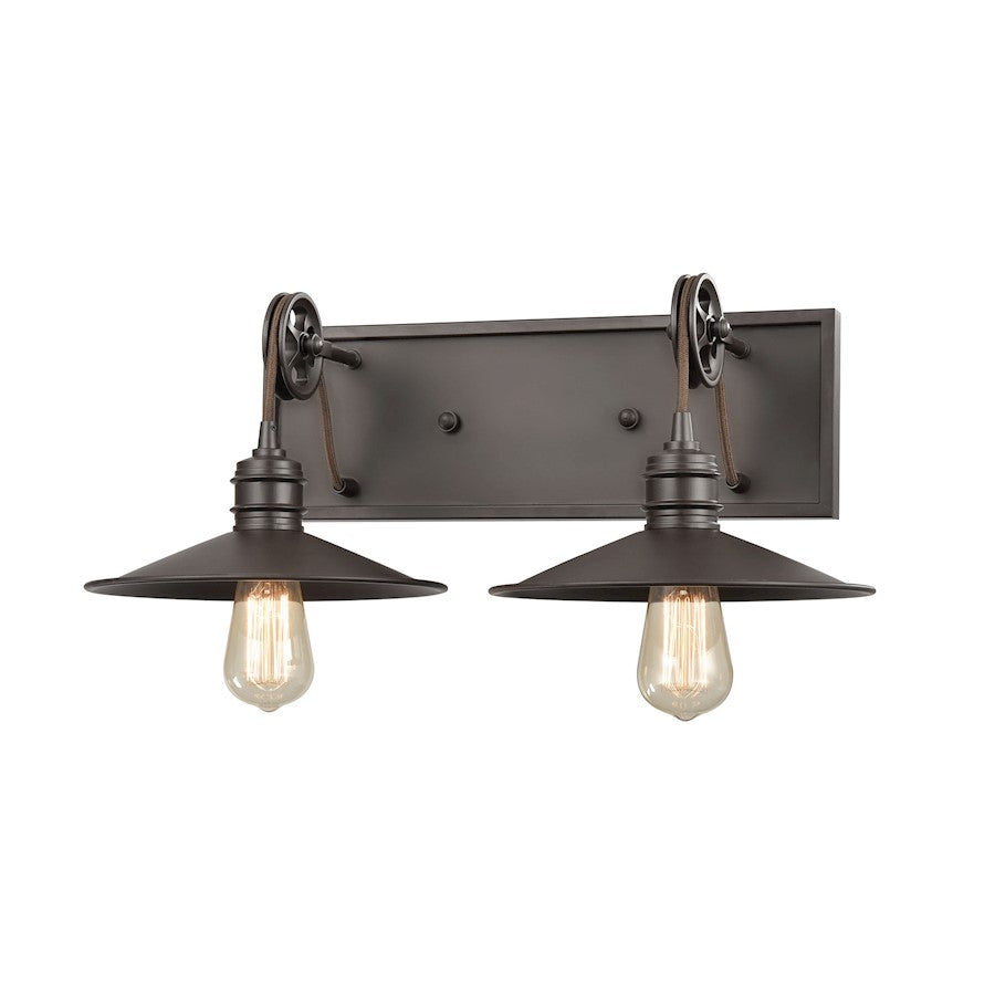 ELK Lighting Spindle Wheel 2-Light Vanity Light, Oil Rubbed Bronze - 69085-2