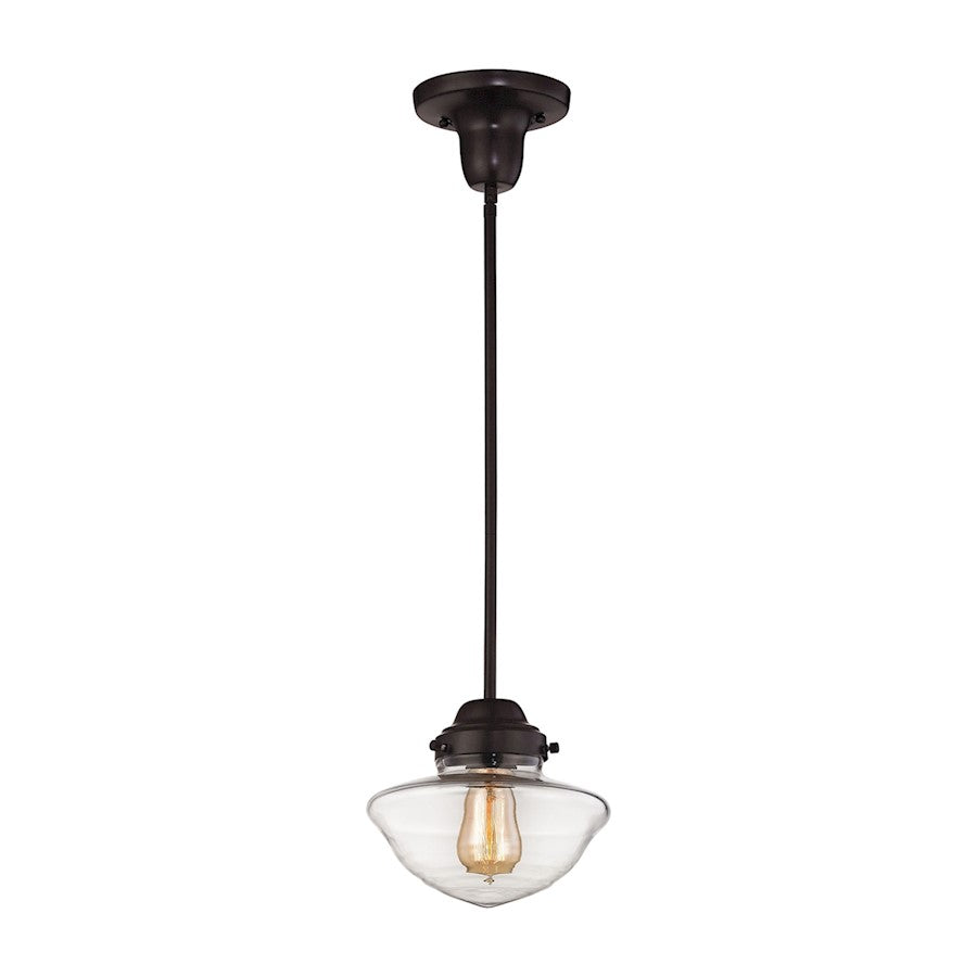 ELK Lighting Schoolhouse 1-Light Mini Pendant, Bronze/Clear - 69152-1