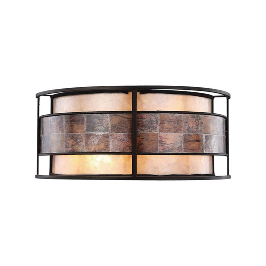 ELK Lighting Tremont 2-Light Sconce, Bronze/Brown & Tan Mica Shade - 70260-2