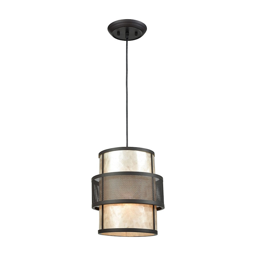 ELK Lighting Beckley 1-Light Mini Pendant, Bronze/Metal and Mica Shade - 72184-1