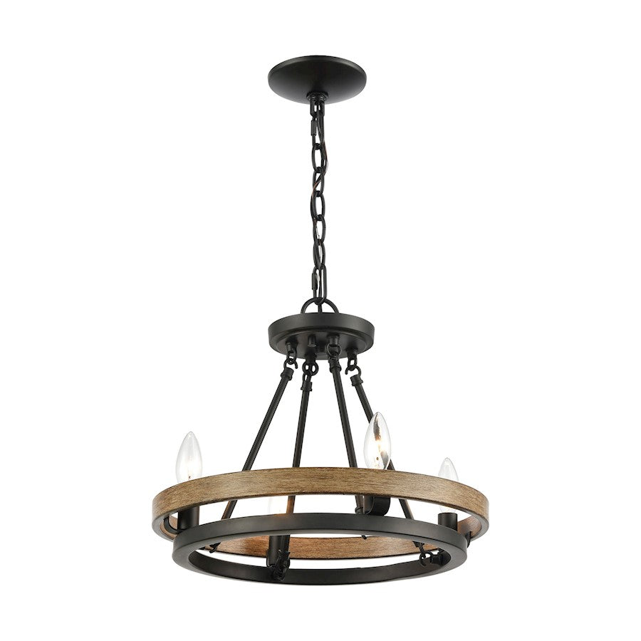 ELK Lighting Ramsey 4-Light Chandelier, Matte Black and Aspen - 75054-4