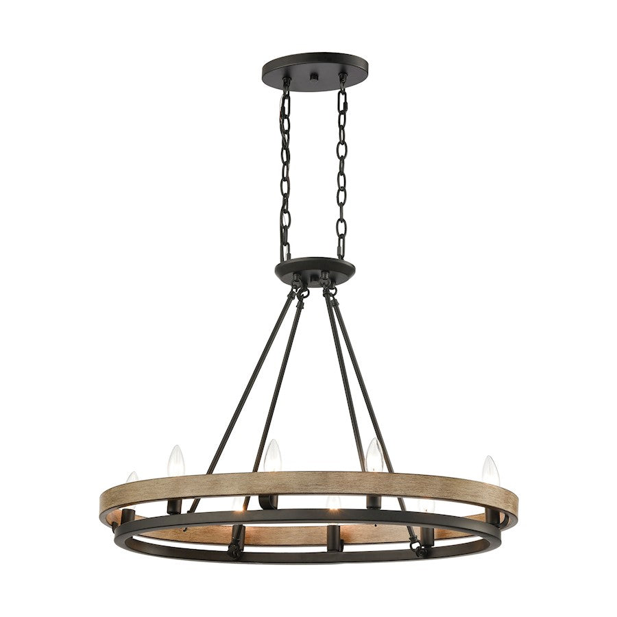 ELK Lighting Ramsey 8-Light Island Light, Matte Black and Aspen - 75055-8