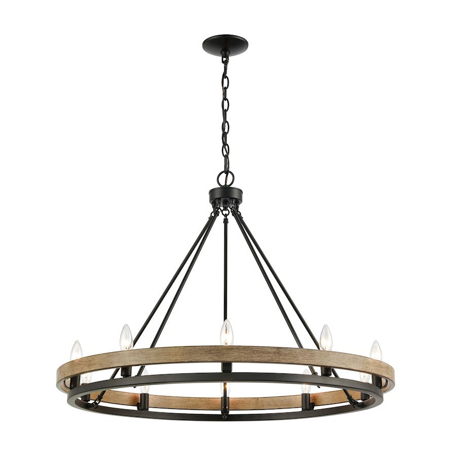 ELK Lighting Ramsey 10-Light Chandelier, Matte Black and Aspen - 75057-10