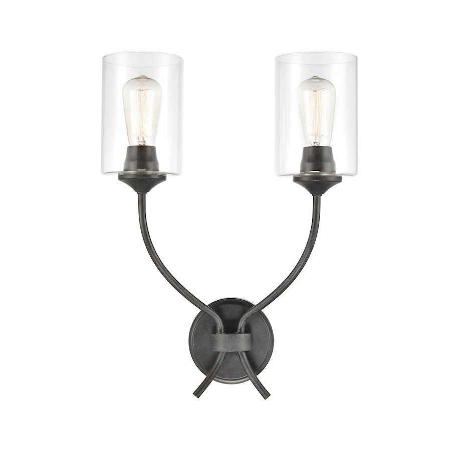 ELK Lighting Daisy 2-Light Sconce, Midnight Bronze/Clear Glass - 75092-2