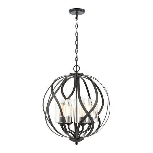 ELK Lighting Daisy 4-Light Chandelier, Midnight Bronze/Clear Glass - 75095-4