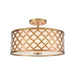 ELK Lighting Arabesque 3-Light Semi Flush, Bronze Gold/White Fabric - 75135-3