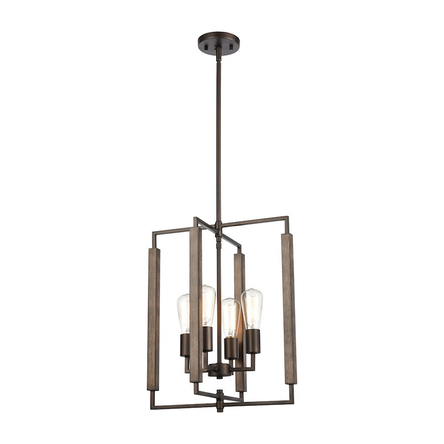 ELK Lighting Zinger 4-Light Pendant, Oil Rubbed Bronze and Aspen - 75160-4