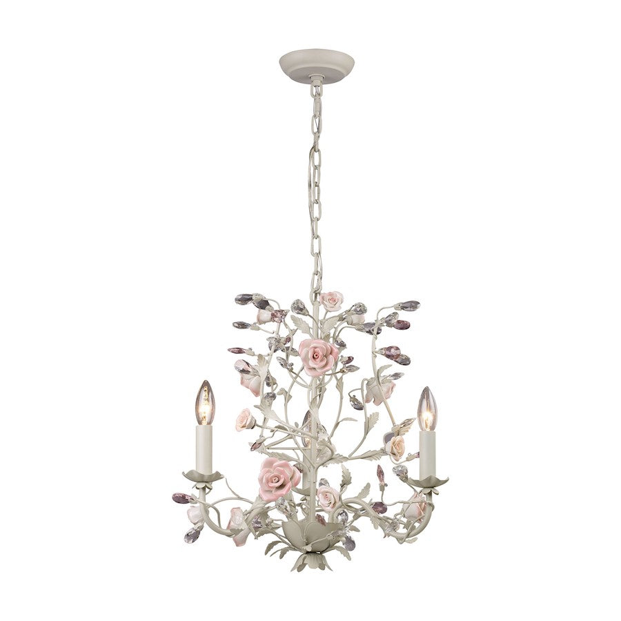 ELK Lighting Heritage 3-Light Chandelier, Cream/Porcelain Roses - 8091-3