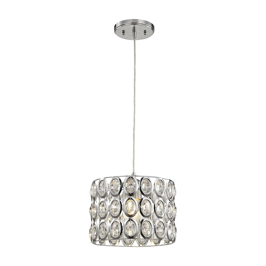 ELK Lighting Tessa 1-Light Mini Pendant, Polished Chrome/Clear Crystal - 81153-1