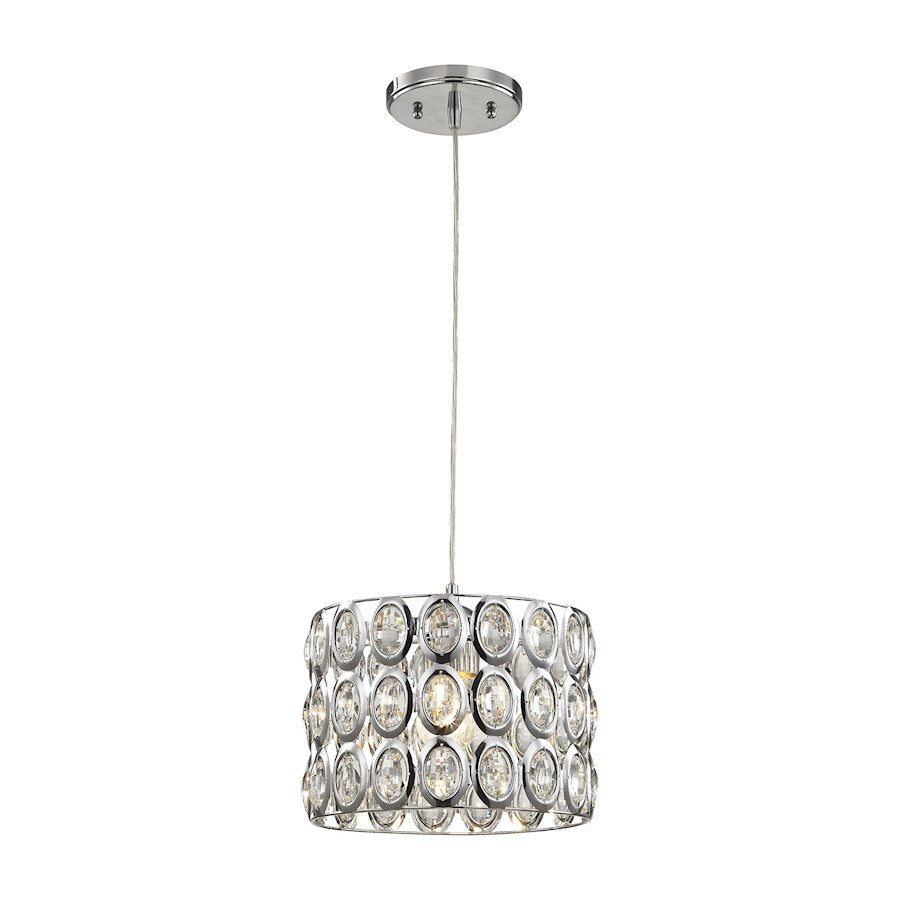 ELK Lighting Tessa 1-Light Mini Pendant, Chrome/Crystal, Adapter - 81153-1-LA