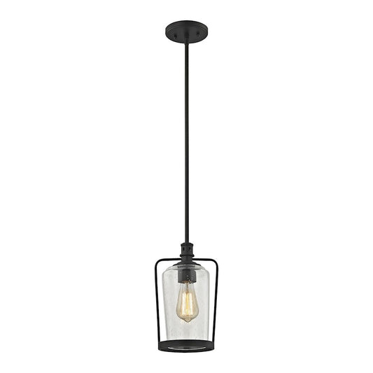 ELK Lighting Hamel 1-Light Mini Pendant, Bronze/Clear Seedy Glass - 81225-1