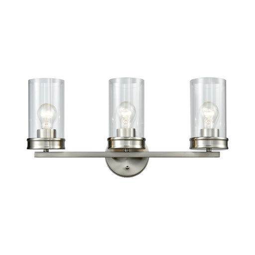 ELK Lighting Leland 3-Light Vanity Lamp, Nickel/Clear Blown Glass - 81302-3