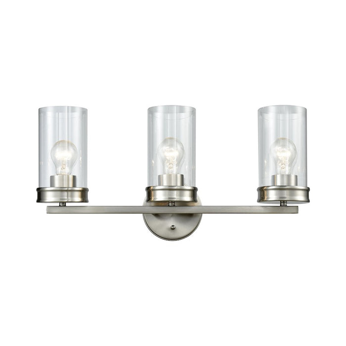 ELK Lighting Leland 3-Light Vanity Lamp, Nickel/Clear Blown Glass - 81302-3
