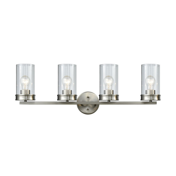 ELK Lighting Leland 4-Light Vanity Lamp, Nickel/Clear Blown Glass - 81303-4
