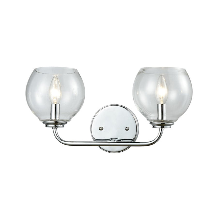 ELK Lighting Emory 2-Light Vanity Lamp, Chrome/Clear Blown Glass - 81361-2