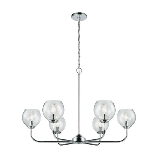 ELK Lighting Emory 6-Light Chandelier, Chrome/Clear Blown Glass - 81364-6