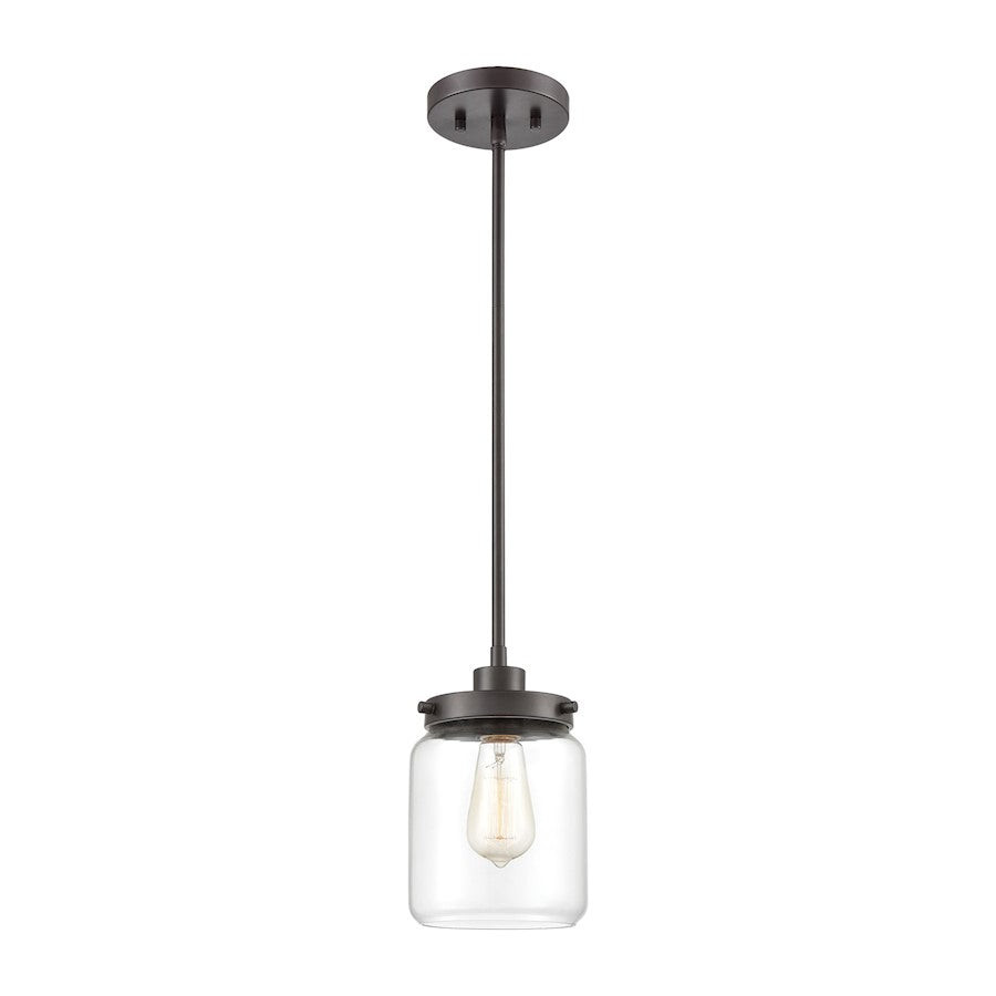 ELK Lighting Mason 1-Light Mini Pendant, Oil Rubbed Bronze/Clear Glass - 85216-1