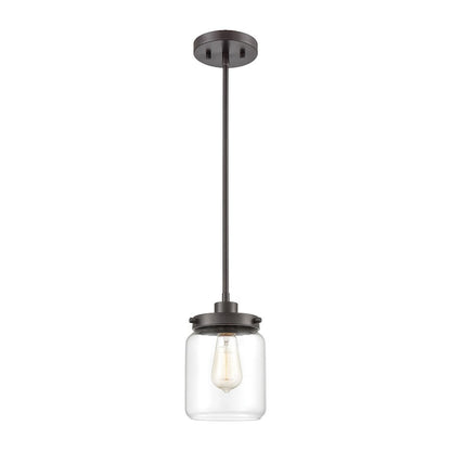 ELK Lighting Mason 1-Light Mini Pendant, Oil Rubbed Bronze/Clear Glass - 85216-1