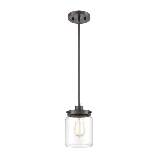 ELK Lighting Mason 1-Light Mini Pendant, Oil Rubbed Bronze/Clear Glass - 85216-1