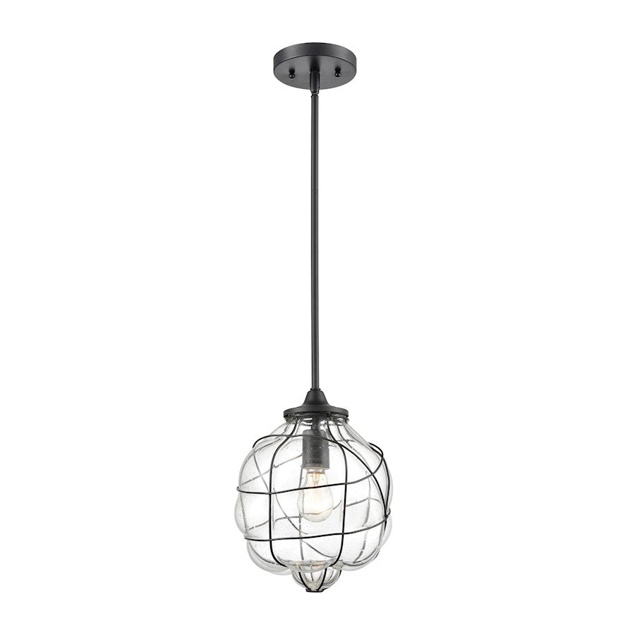 ELK Lighting Adorn 1-Light Mini Pendant, Bronze/Clear Seedy Glass - 85217-1